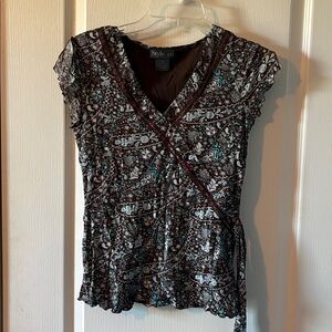 Style & Co Multicolor Wrap Blouse